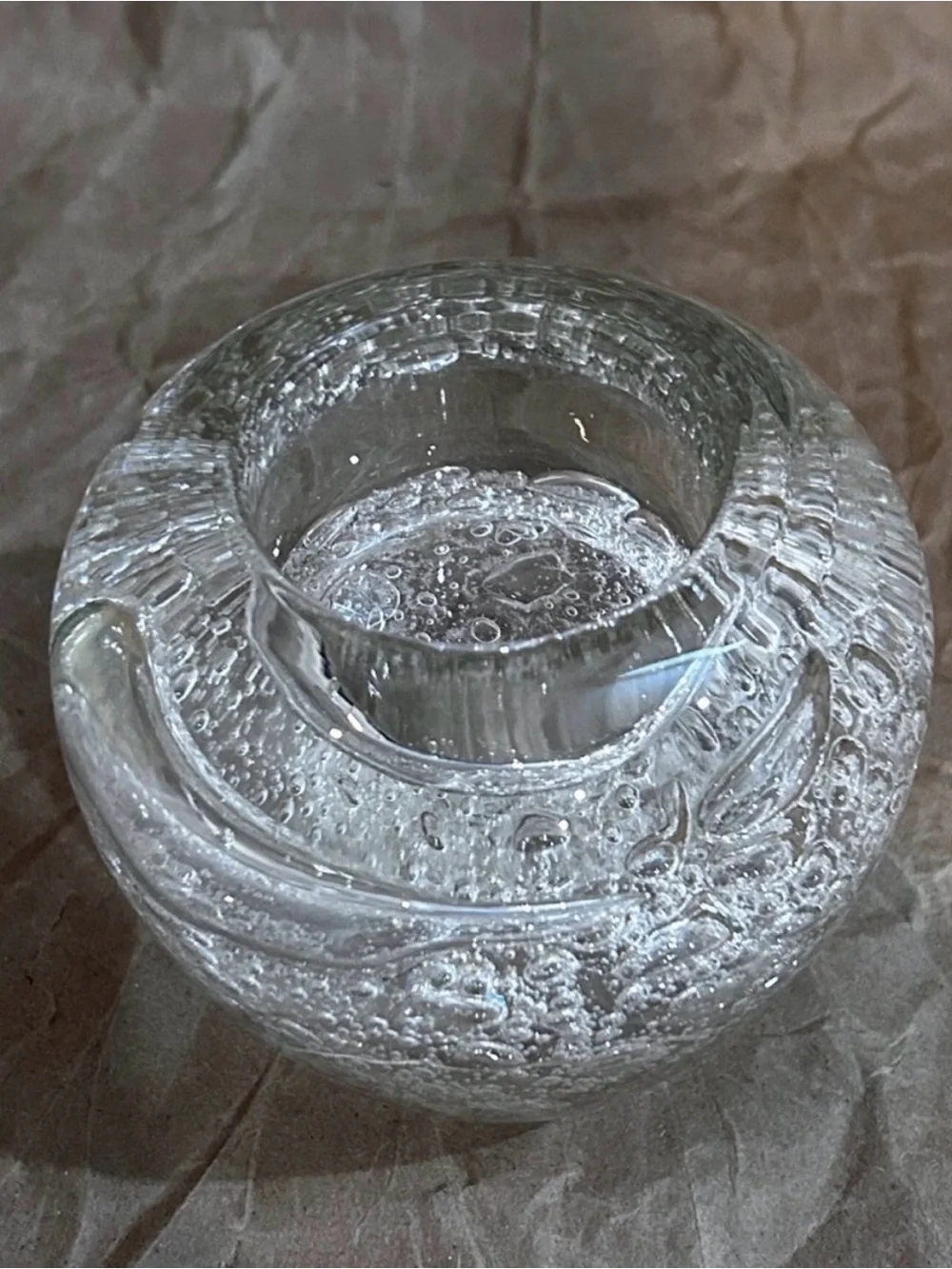 Vtg Royal Limited Crystal Hand Blown Bullicante Glass Votive Holder Bud Vase